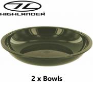 2 x Poly Plastic Soup Cereal Bowl 20cm Olive Green Camping CP068 Highlander