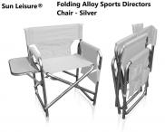 Sun Leisure® Folding Alloy Sports Directors Chair Side Table Side Pockets Silver