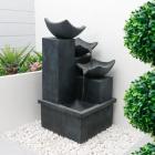 Garden Outdoor Cascading Slate Solar Powered Water Feature Fountain with Light