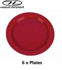 6 x Poly Plastic Camping Dinner Plate 24cm Raspberry Red CP066 Highlander