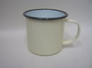 Falcon Housewares Cream and Grey Rim Traditional Retro Classic Enamel Mug 1/2pt  0.28lt 