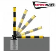 Streetwize Buried Folding Parking Post Yellow/Black Striped Heavy Duty With Keys