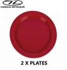 2 x Poly Plastic Camping Dinner Plate 24cm Raspberry Red CP066 Highlander