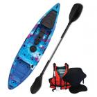 Riber Starter Pack 360 Fishing Sit on Top Kayak One Person Lake Blue Purple & White 
