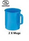 2 X Camping Mug 355cc 275ml Aqua Blue Poly Plastic Unbreakable CP065 Highlander