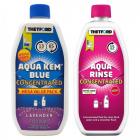 Thetford Duo AquaKem Blue 780ml + Aqua Rinse 750ml Pink Toilet Fluid Concentrate