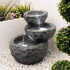 Gardenwize Garden Solar Powered 3 Layer Grey Stone Rocks Water Fountain SWGSL230