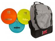 Disc Golf UK Starter Set 3 Discs Frisbees with DGUK Chariot Bag Frisbee Golf