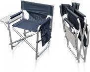 Camping Folding Alloy Sports Directors Chair with Pockets And Side Table Grey