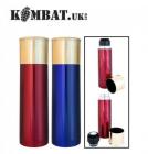 Kombat Cartridge Bullet Stainless Steel Insulated Press Button Flask 750ml BLUE