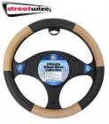 Streetwize Genuine Leather Ultimate Steering Wheel Glove - Black and Beige SWWG9