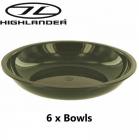 6 x Poly Plastic Soup Cereal Bowl 20cm Olive Green Camping CP068 Highlander