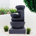 Gardenwize Outdoor Solar Powered Water Feature - Cascading Black Ceramic