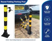 Folding Fold Down Parking Post Robust Metal Driveway Ballard Lock & Keys SWWL8