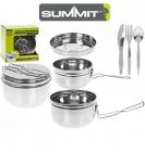 Summit Tiffin Cooking Portable 6 Piece Camping Caravan Festival Pots Pan Cutlery