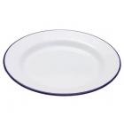 Falcon Traditional Genuine Enamel 20cm Flat Dinner Plate - White Enamel