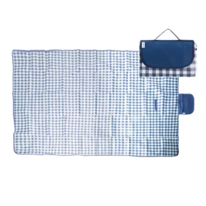 Summit Oxford Picnic Blanket Gingham Navy 145cm x 80cm SUM710052