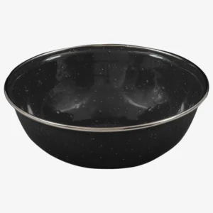 Highlander Black Deluxe Enamel Bowl With Stainless Steel Rim15cm