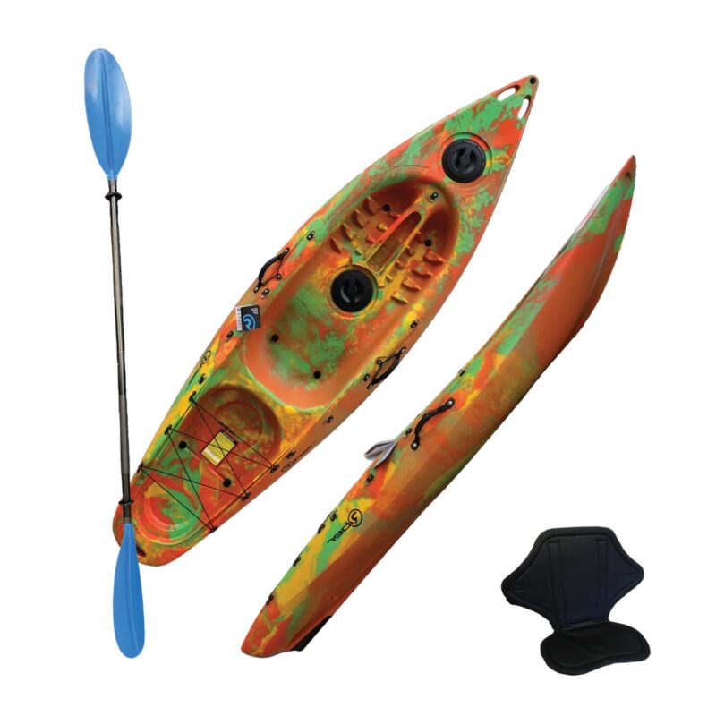 Riber Deluxe One Man Sit On Top Kayak R-1005-Orange/Green/Yellow