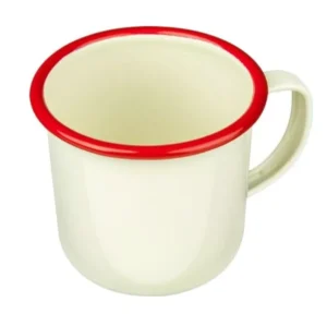 Falcon Housewares Cream and Red Rim Traditional Retro Classic Enamel Mug 1/2pt0.28lt