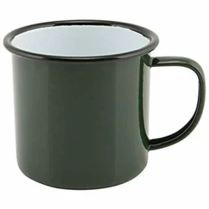 Falcon Housewares Green and Black Rim Traditional Retro Classic Enamel Mug 1/2pt0.28lt