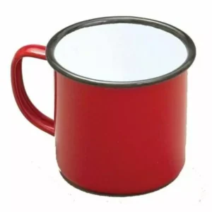 Falcon Housewares Red and Black Rim Traditional Retro Classic Enamel Mug 1/2pt 0.28lt
