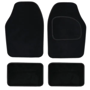 Streetwize Velour Black Carpet Car Mats Heel Pad Black Binding Edge Trim SWCM29