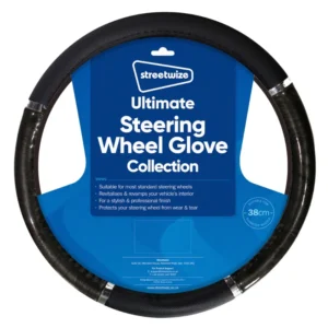 Streetwize Ultimate 38cm Steering Wheel Cover/Glove Metallic Black Effect SWWG2