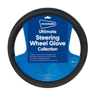 Streetwize Ultimate Steering Wheel Glove - Black With White Stitching SWWG12