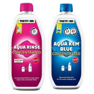 Thetford Duo AquaKem Blue 780ml + Aqua Rinse 750ml Pink Toilet Fluid Concentrate
