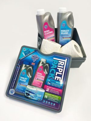 Blue Diamond New Bloo 1 Litre Chemical Toilet Fluids & Toilet Tissue Triple Pack