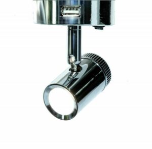 MENSA 1 SMD 12v LED Chrome Dimmer Spotlight c/w 2 USB OutletCaravan Motorhome PO788