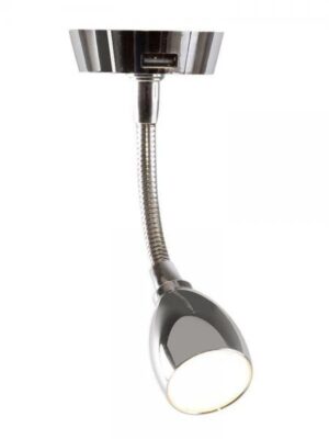 HERCULES Chrome Switched Flexi Arm LED Spotlight c/w USB 12V - LG240