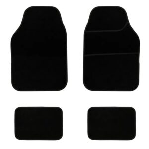 Streetwize Velour Black Carpet Interior Car Floor Mats Heel Pad Black Edge SWBCM