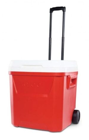 Igloo Laguna 60 qt Roller Cool Box with Wheels Red Ice Chest Cooler - 56 Litres