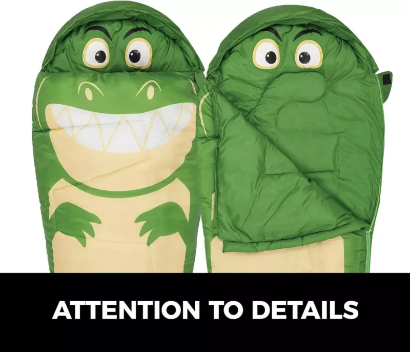 Highlander Kids Creature Mummy Sleeping Bag Crocodile + Backpack Sack - Image 3
