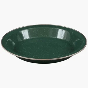 Highlander Deluxe Forest Green Enamel Plate With Stainless Steel Rim 25cm