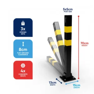 Heavy Duty Folding Robust Security Parking Post Driveway Ballard with Lock & Key
