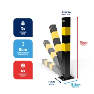 Streetwize Heavy Duty Parking Post Square Parking Post Complete Lock Keys SWWL6
