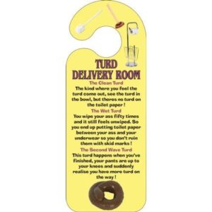 Turd Delivery Room Door Hanger Bedroom Quality Vinyl Novelty