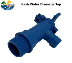Fresh Water Drainage Outlet Tap Blue 3/4' BSP For 25mm Hose Caravan Motorhome