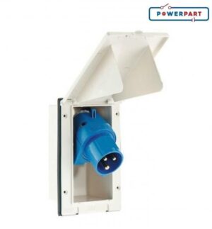 Rectangular Flush 240v Mains Hook Up Inlet White PO114W