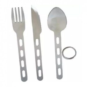 Coghlans Cutlery Set Stainless Steel Fork knife and Spoon in a Detachable Ring