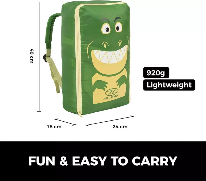 Highlander Kids Creature Mummy Sleeping Bag Crocodile + Backpack Sack - Image 4
