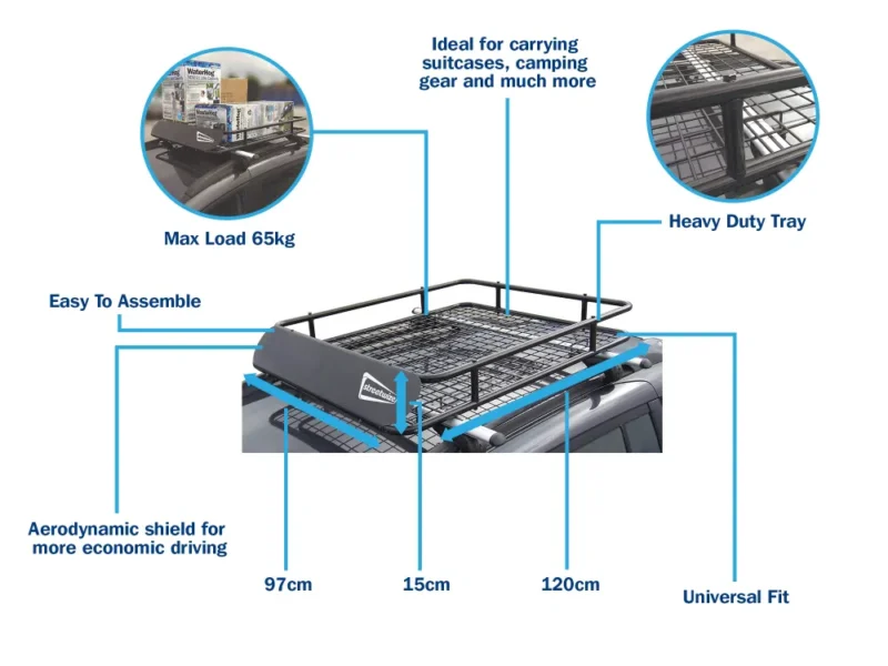 Leisurewize Universal Heavy Duty Steel Aerodynamic Roof Rack SWCRT - Image 6