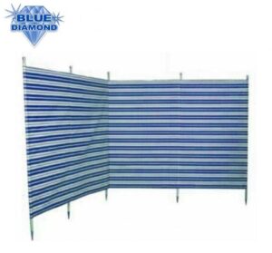 Blue Diamond Windbreak 5 Pole Canvas Navy Blue Stripe Caravan Camping WB520