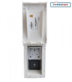 White TND External 13 Amp Socket Box and Satellite Point Caravan Motorhome PO147