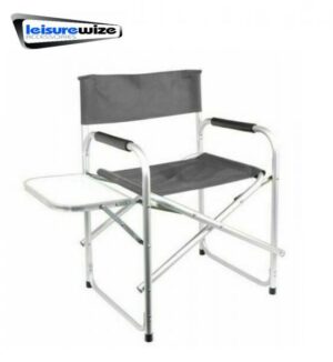 Leisurewize Folding Aluminium Directors Chair With Side Table GREY LW647