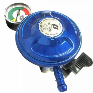 21mm Clip On Regulator 28-30mbar with Safety Pressure Level Gauge