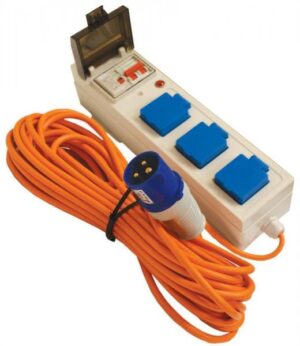 Leisurewize 3 Way Mobile Mains Unit RCD Campsite Power Hook Up Cable Lead LWACC486